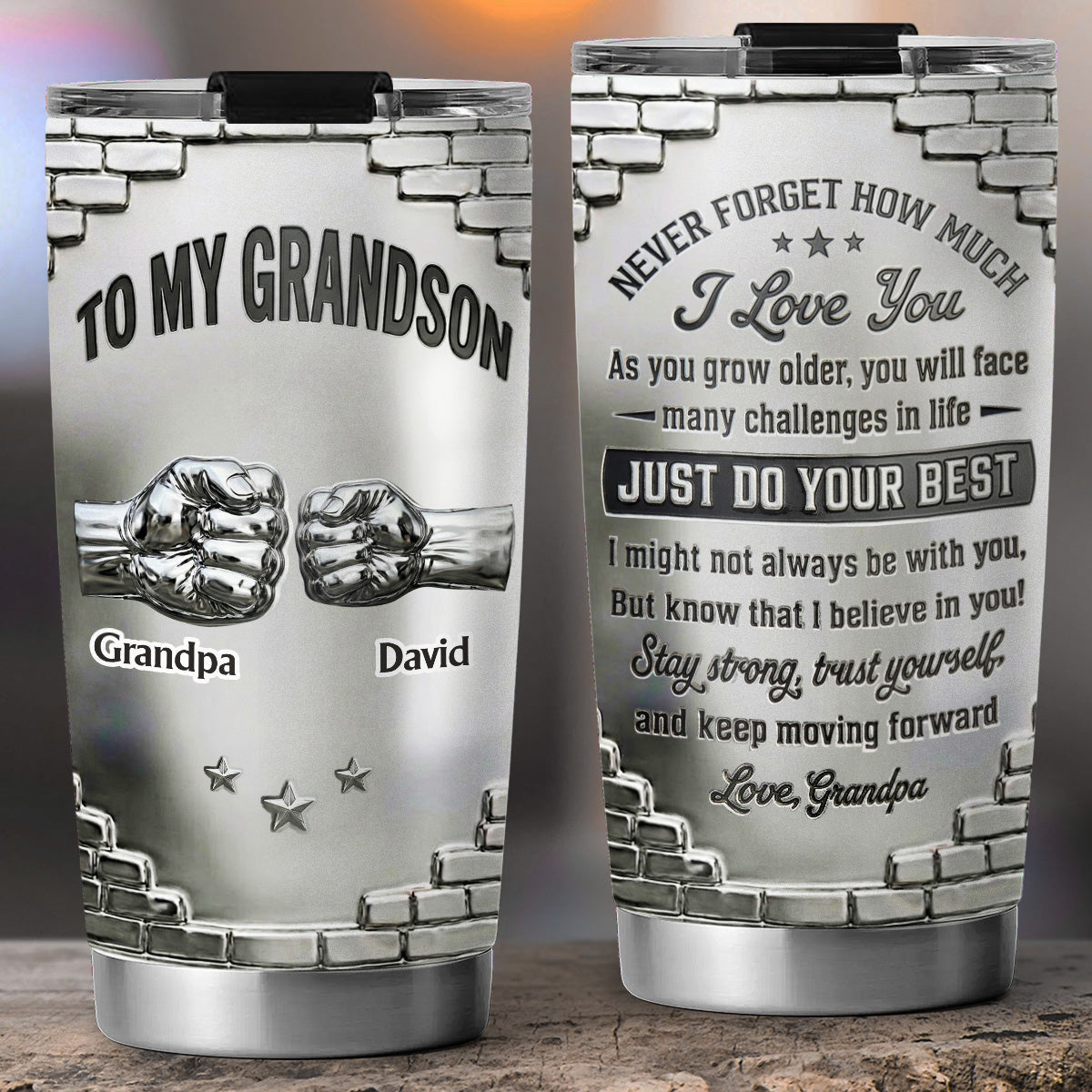 To My Grandson I Believe In You - Personalized 3D Effect Tumbler - Christmas Gift For Grandson