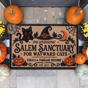 Salem Sanctuary For Wayward Cats Ferals And Familiars Welcome - Personalized Doormat