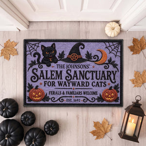 Salem Sanctuary For Wayward Cats Ferals And Familiars Welcome - Personalized Doormat