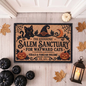 Salem Sanctuary For Wayward Cats Ferals And Familiars Welcome - Personalized Doormat