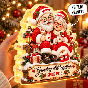 Santa Couple Growing Old Together personalized light box glowing