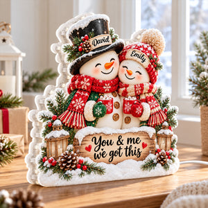 Snowman Couple Hugging personalized light box