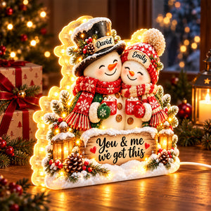 Snowman Couple Hugging personalized light box