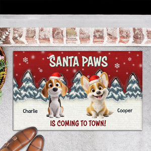 Stop Here With Us Santa personalized doormat dog options