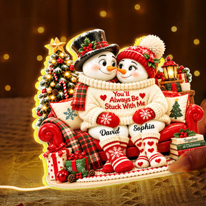 You'll Always Be Stuck With Me Snowman Couple personalized light box