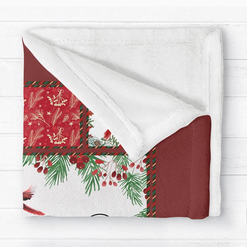 Holly Branch Family Sitting Memorial - Personalized Fleece Blanket
