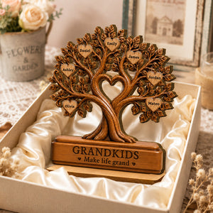 Grandkids Make Life Grand - Personalized 2-Layered Wooden Plaque