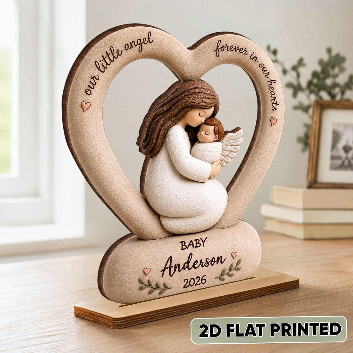 Our Little Angel Forever In Our Hearts - Personalized 2-Layered Wooden Plaque