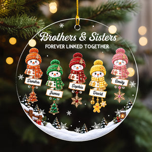 Snowman Siblings ornament close up