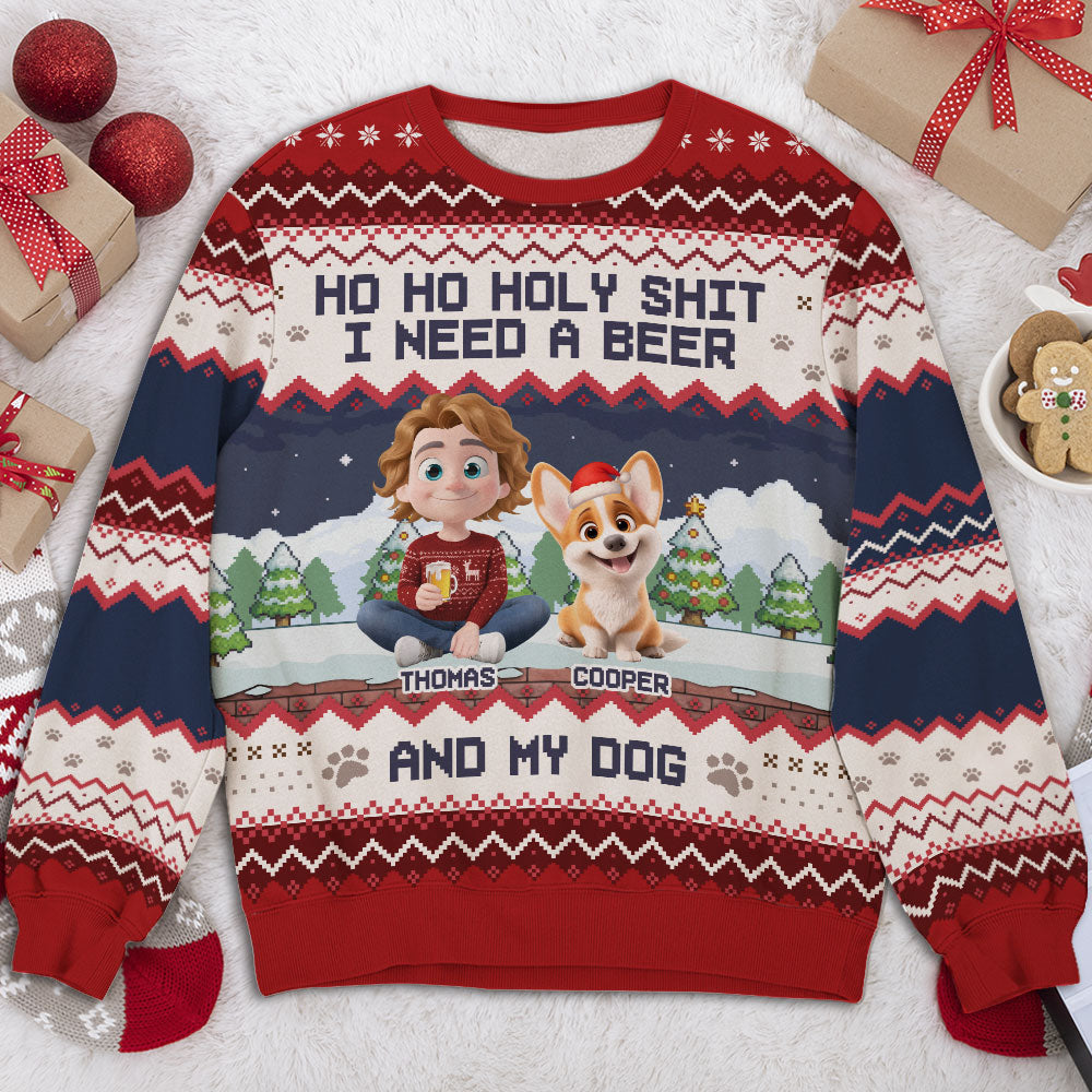 I Need A Beer And My Dog - Personalized All-Over-Print Sweatshirt