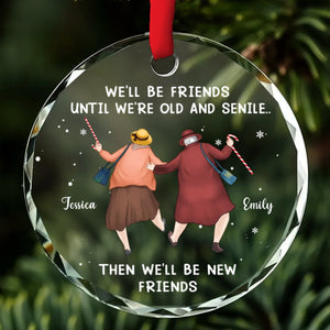 Friendship Never Gets Too Old personalized glass ornament