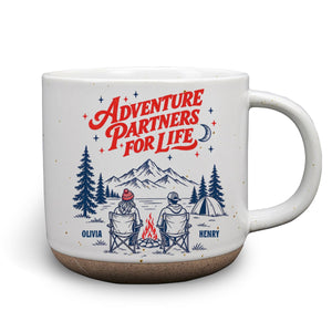 Partners In Every Adventure - Personalized Pottery Mug - White