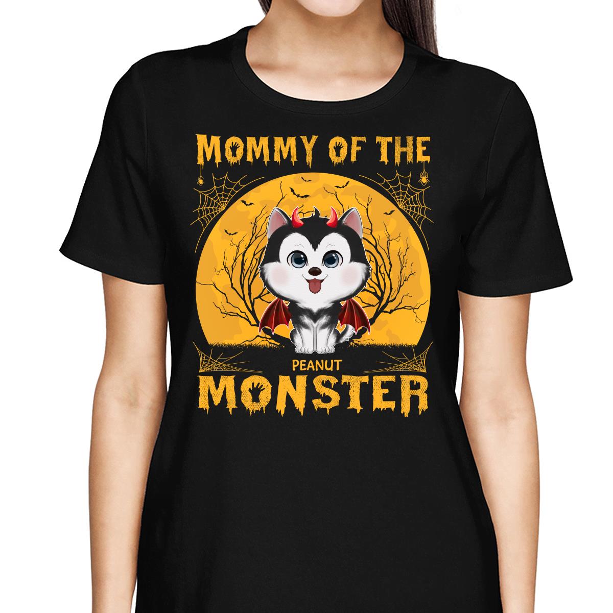 Yellow Moon Mommy Of Monster Watercolor Cute Dogs - Personalized Shirt - Gift For Mom