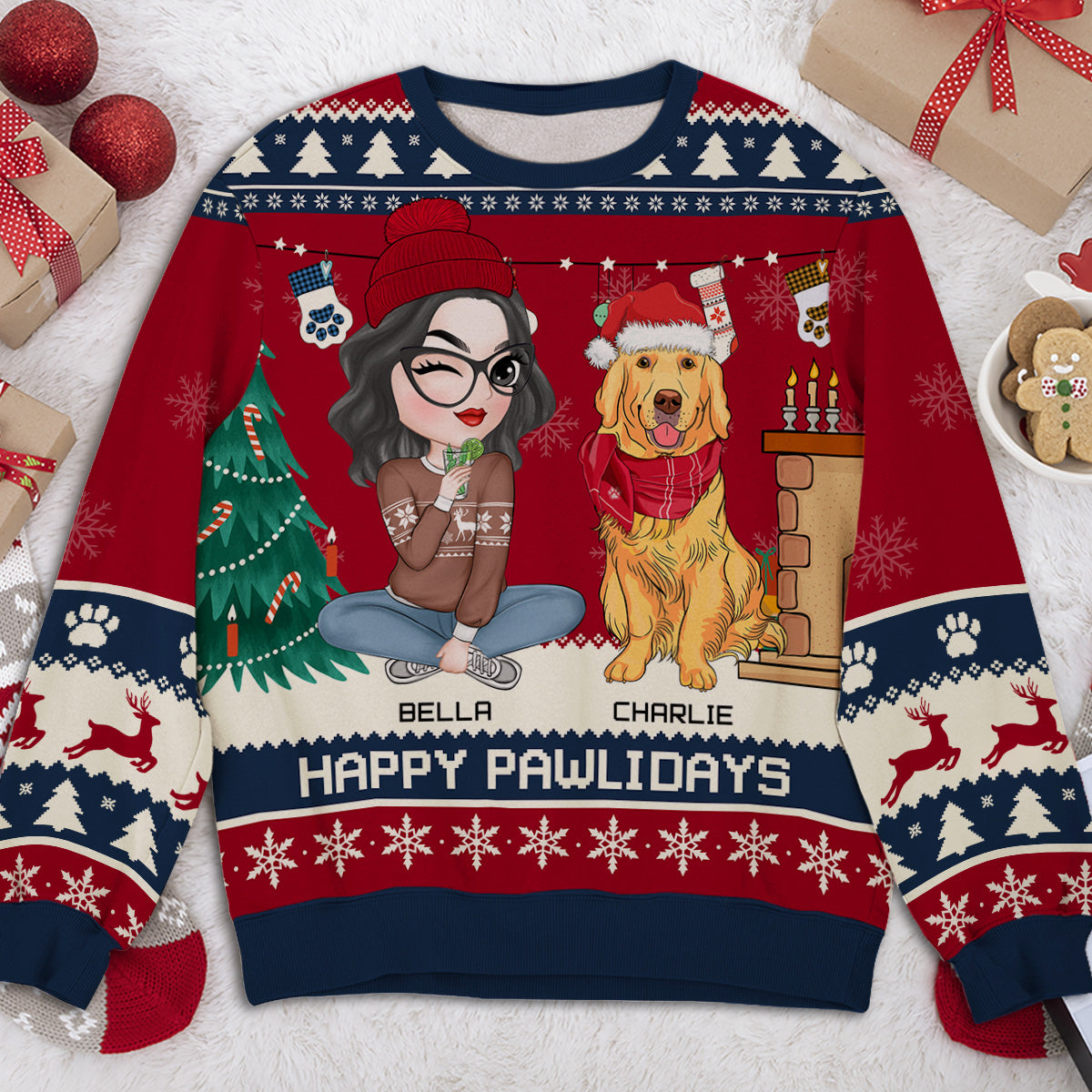 Snowy Pawlidays Pet - Personalized All-Over-Print Sweatshirt