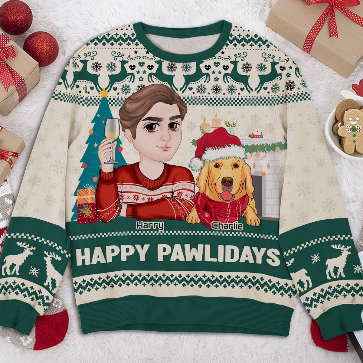 Happy Pawlidays To You - Personalized All-Over-Print Sweatshirt