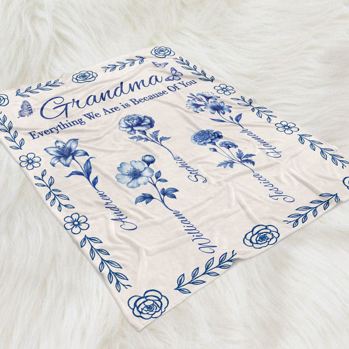Everything We Are is Because Of You - Personalized Fleece Blanket - Gift For Mom, Grandma