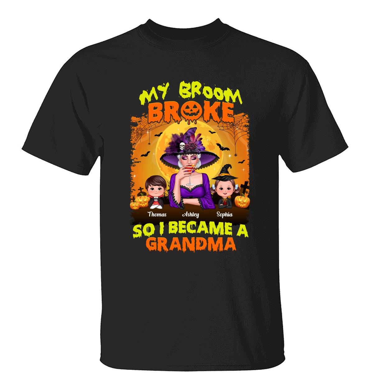 Yellow And Orange Grandma Witch - Personalized Shirt - Lifestyle