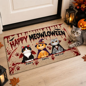 Halloween Horror Theme Beware Of Little Meownsters Cats - Personalized Doormat - Halloween Decor For Cat Lovers