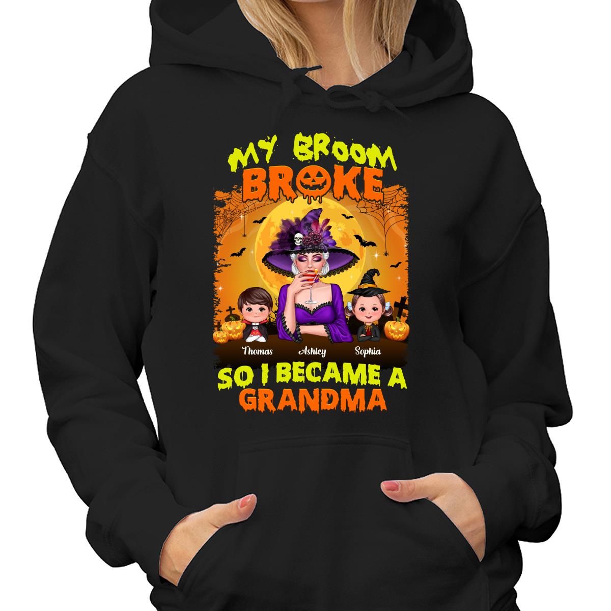 Yellow And Orange Grandma Witch - Personalized Shirt - Lifestyle