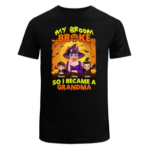 Yellow And Orange Grandma Witch - Personalized Shirt - Classic Tee Black