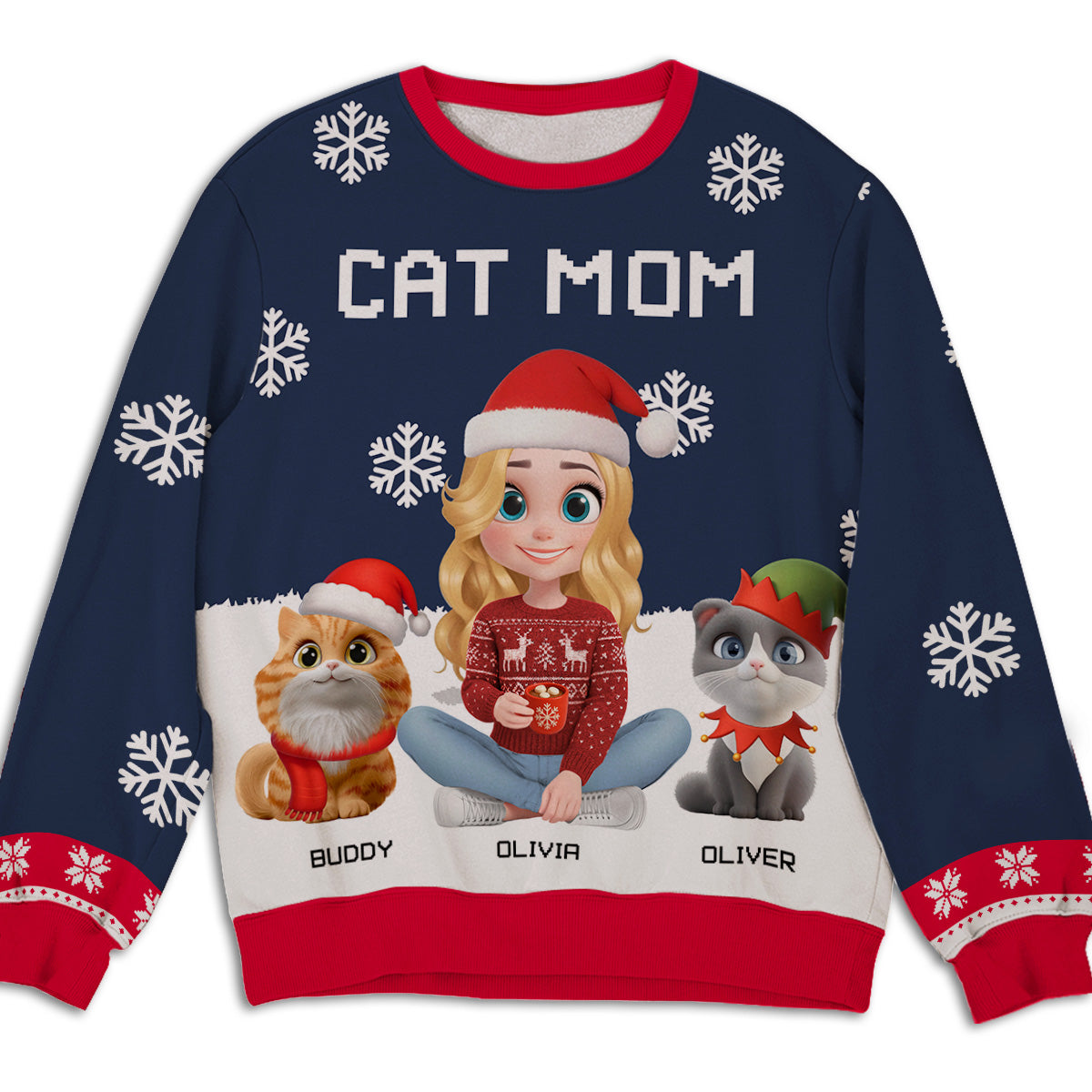 Cat Dad Mom Winter - Personalized All-Over-Print Sweatshirt