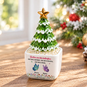 Festive Sister Love Personalized Glass Christmas Tree