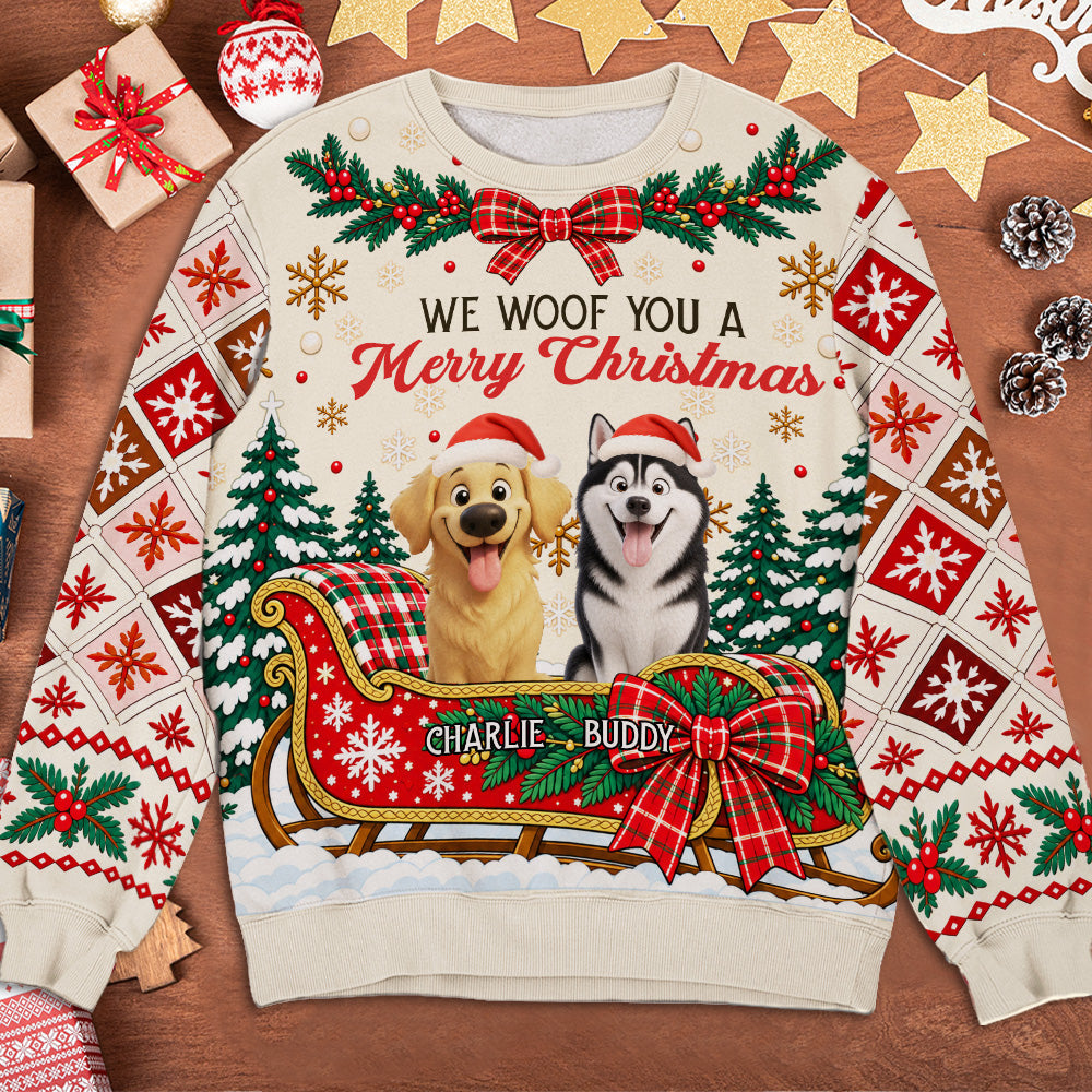 We Woof You A Merry Christmas - Personalized All-Over-Print Sweatshirt