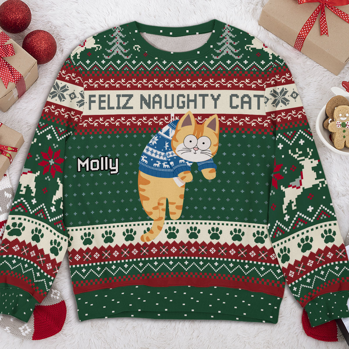 Hanging Cat Ver Christmas - Personalized All-Over-Print Sweatshirt