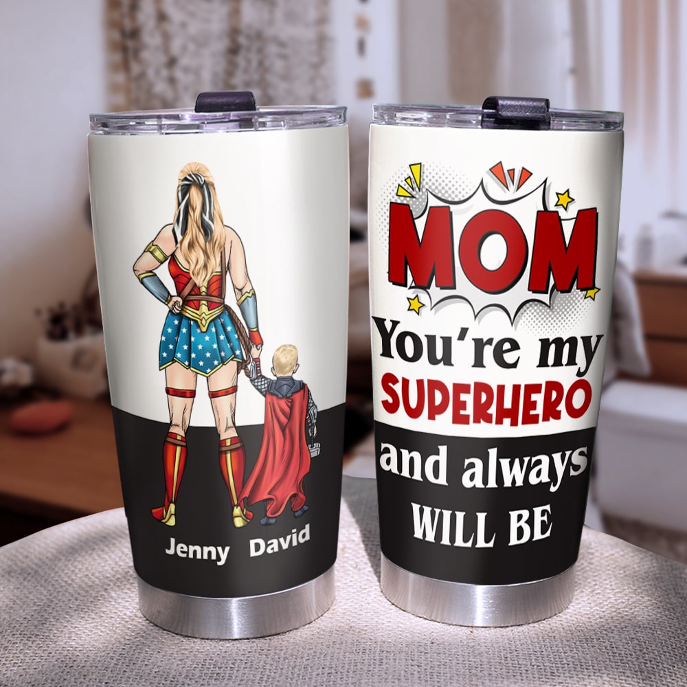 Super Mom Personalized Tumbler Cup - Mother's Day Gift For Mom