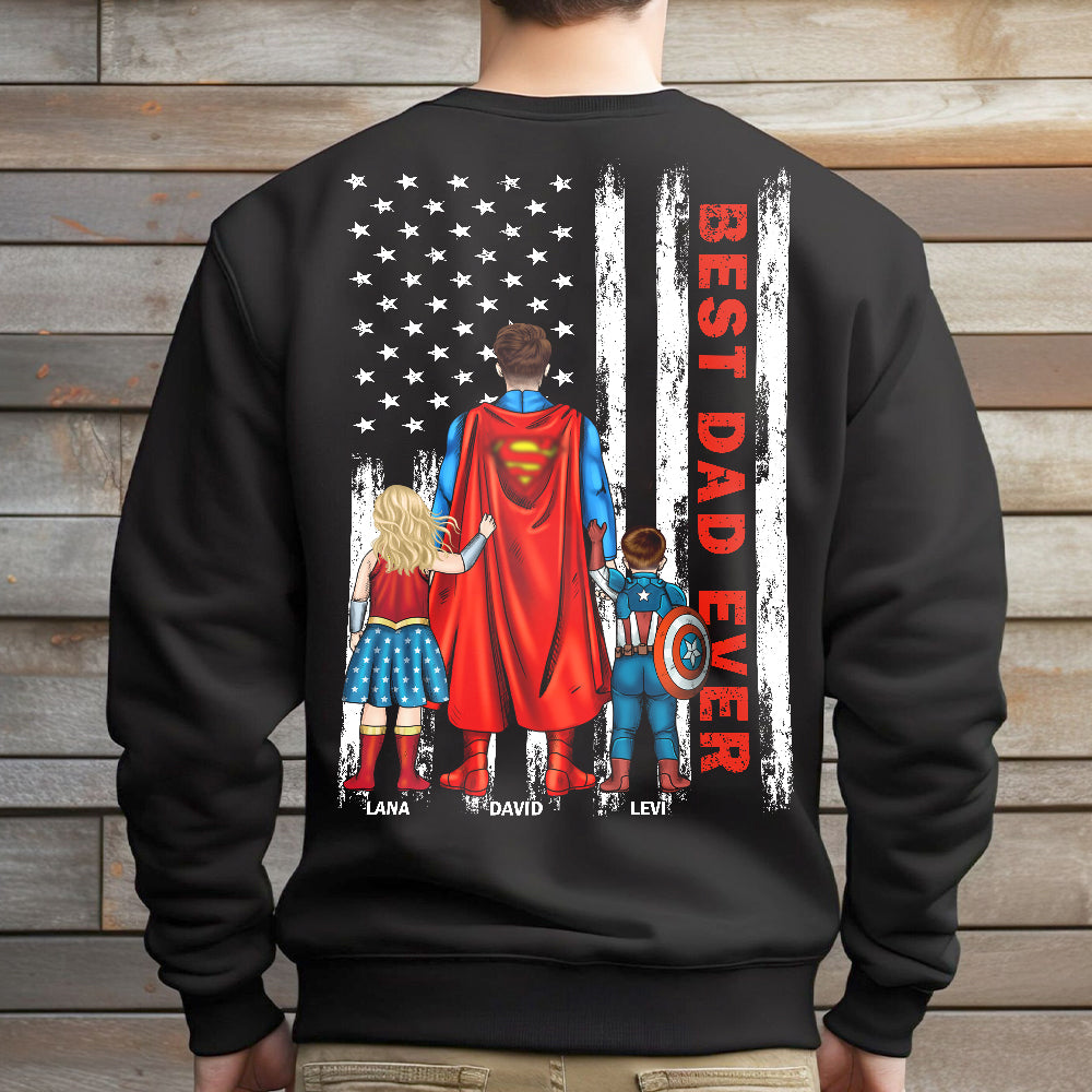 Best Dad Ever personalized sweatshirt - dad with two kids