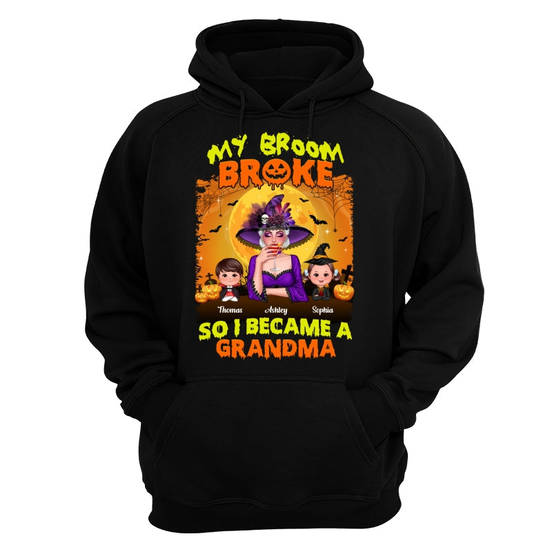 Yellow And Orange Grandma Witch - Personalized Shirt - Hoodie Tee Black