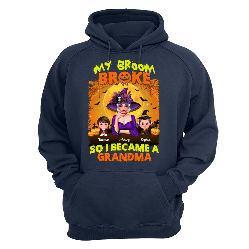 Yellow And Orange Grandma Witch - Personalized Shirt - Hoodie Tee Navy
