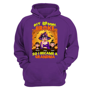 Yellow And Orange Grandma Witch - Personalized Shirt - Hoodie Tee Purple