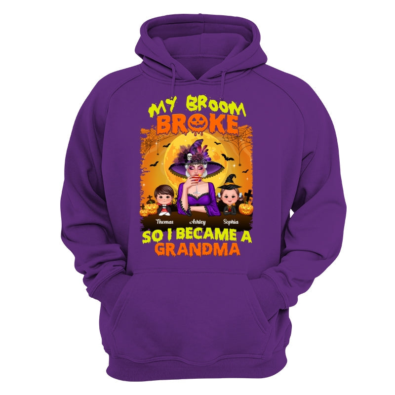 Yellow And Orange Grandma Witch - Personalized Shirt - Hoodie Tee Purple