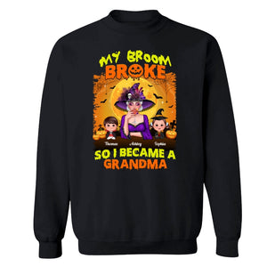 Yellow And Orange Grandma Witch - Personalized Shirt - Sweatshirt Black