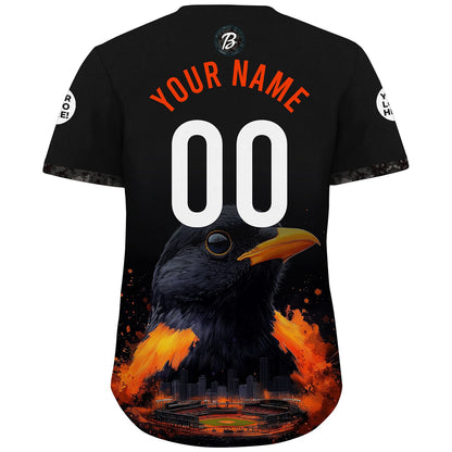 Baltimore City Skyline With Oriole Face Baseball Custom Name Baseball Jerseys For Men & Women