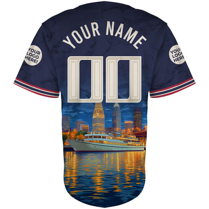 Cleveland Skyline Cuyahoga River Custom Name Baseball Jerseys For Men & Women