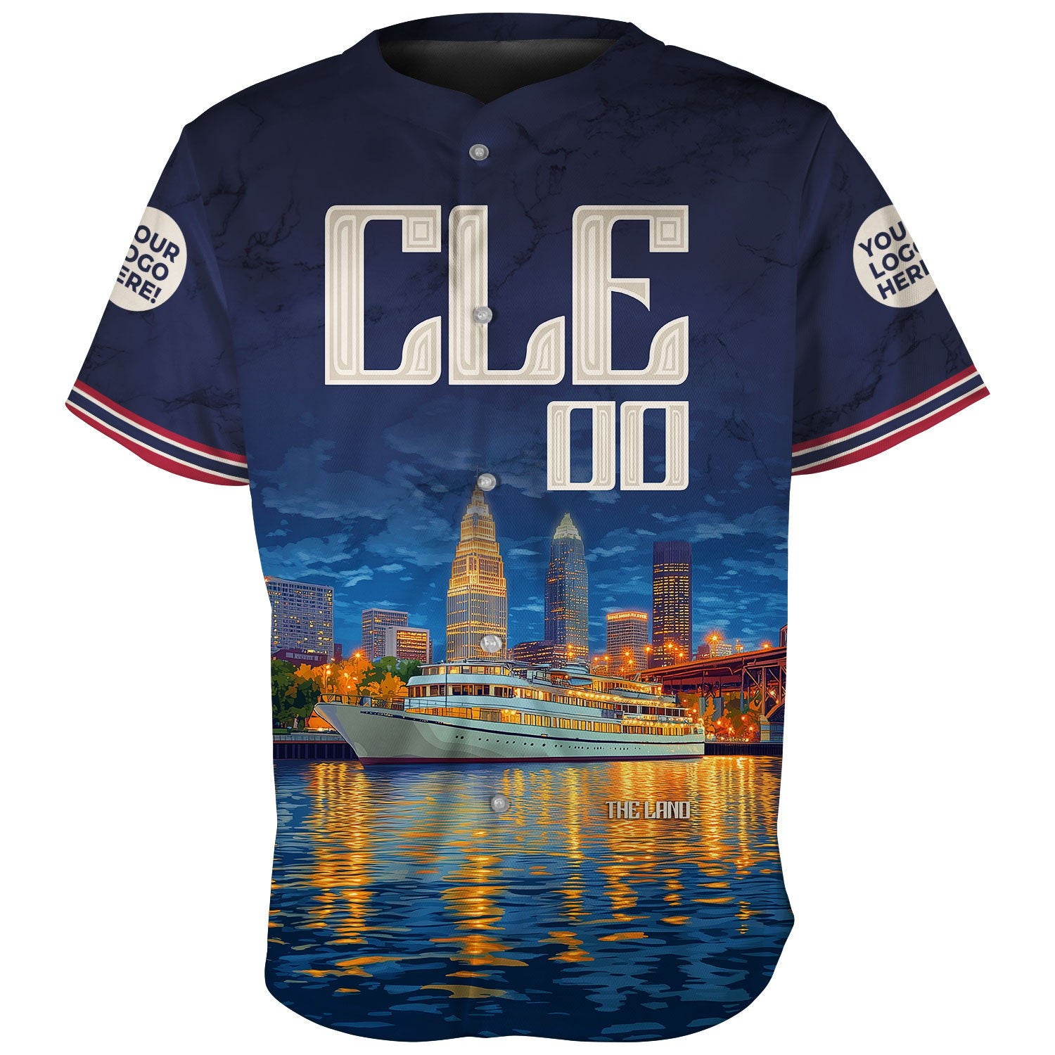 Cleveland Skyline Cuyahoga River Custom Name Baseball Jerseys For Men & Women
