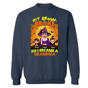 Yellow And Orange Grandma Witch - Personalized Shirt - Sweatshirt Navy