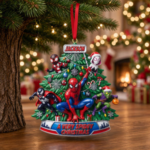 Web-Slinging Warrior Merry Xmas acrylic ornament 1