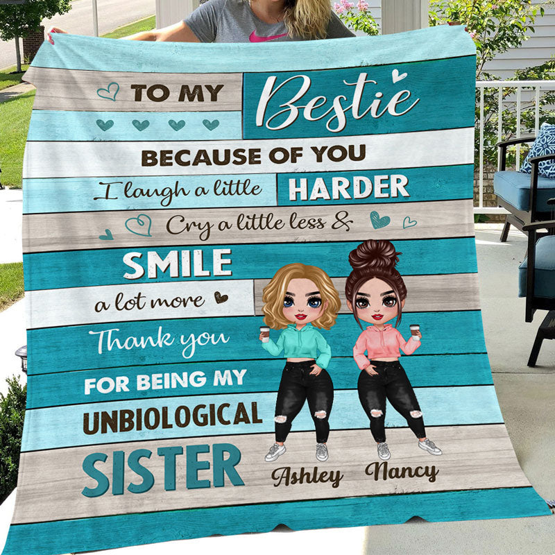To My Bestie Green Wood Texture Personalized Fleece Blanket