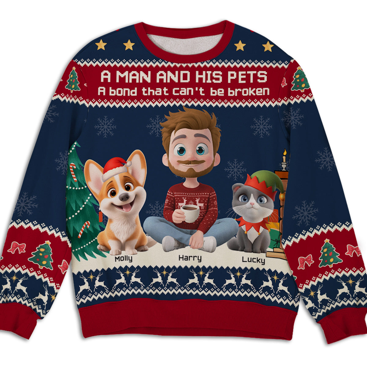 A Man And His Pet Christmas - Personalized All-Over-Print Sweatshirt