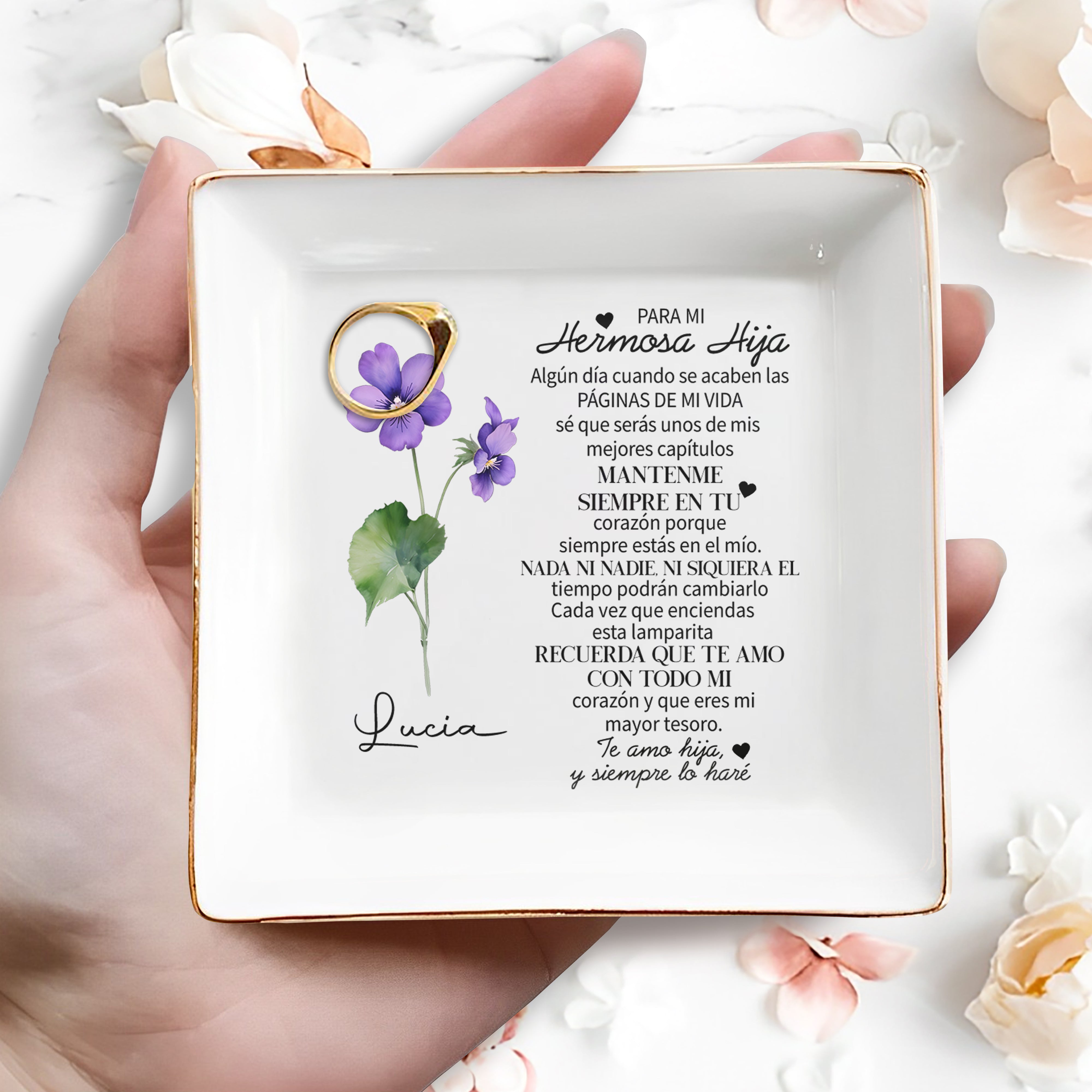 Para Mi Hermosa Hija - Personalized Custom Jewelry Dish - FM078_SCRD