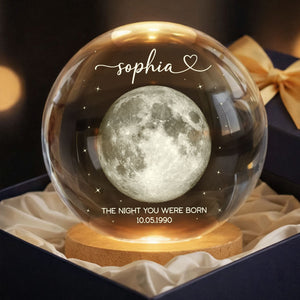 The Day You Were Born Custom Moon Phase by Date - Personalized Crystal Ball LED Night Light - Heartfelt Birthday, Just Because Gift for Loved Ones