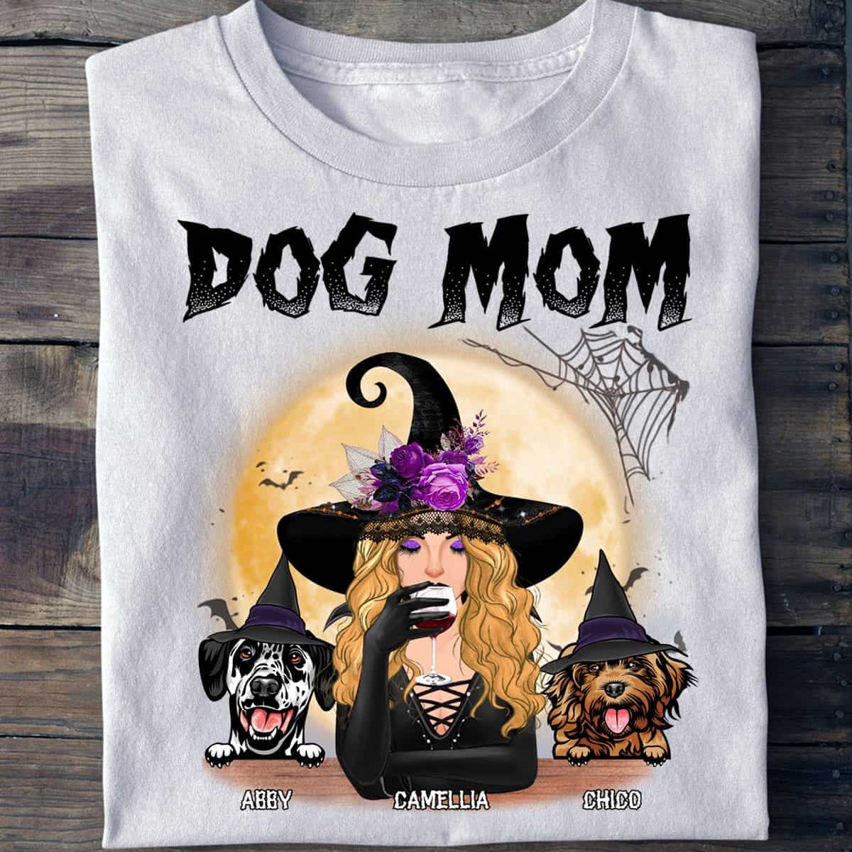 Personalized Crazy Dog Mom Witch T-shirt