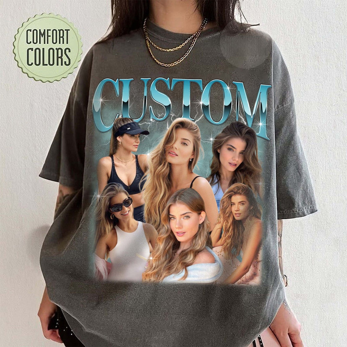 Retro Bootleg Custom Photo And Name Personalized T-Shirt