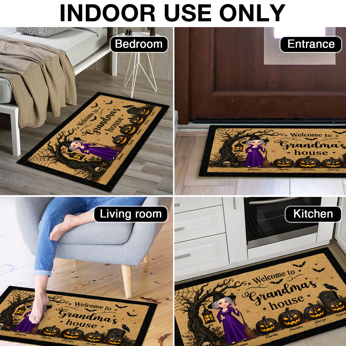 Welcome To Grandma House Grandma Wicth - Personalized Doormat - Halloween Decoration