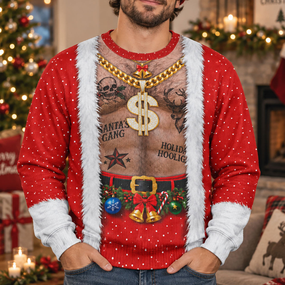 3D Realistic Hairy Santa Sweatshirt 1