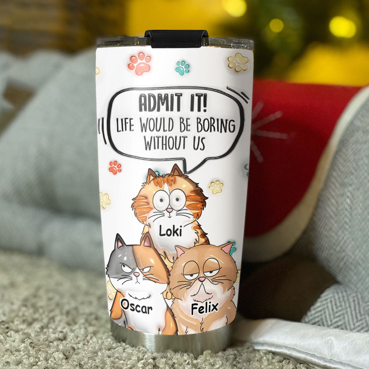 Admit It Cute Cat personalized tumbler - details