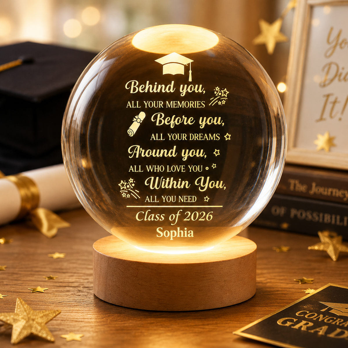 Before You All Your Dreams Graduation - Personalized Crystal Ball LED Night Light